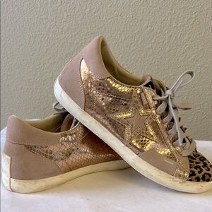 MARK NASON rose gold and leopard women’s sneakers. Size 9.